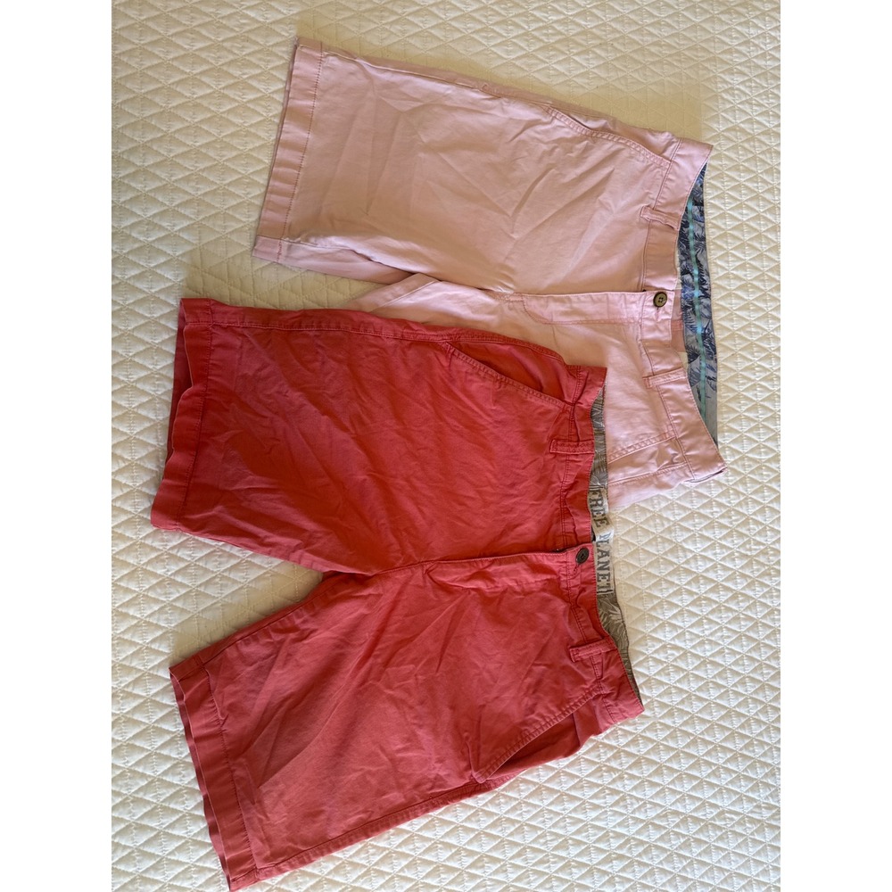 Tommy Bahama & Free Planet Mens Chino Shorts Bundle Pink Coral Red Size 32